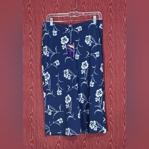 RALPH LAUREN PURPLE LABEL Blue Floral Midi Skirt Size 8